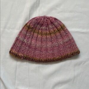 Pink and Brown Knit Beanie